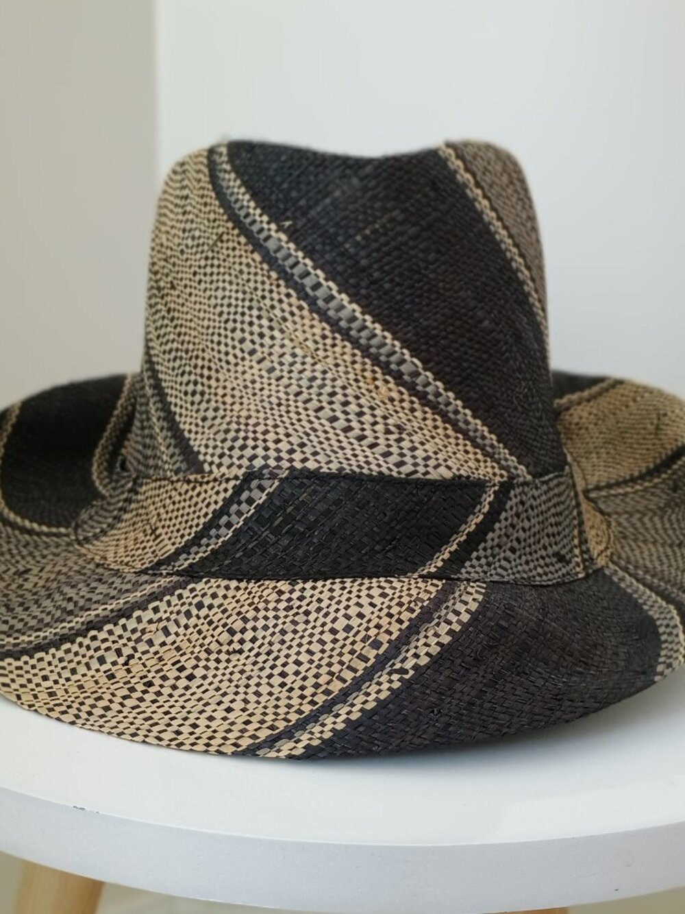 Lightweight raffia fedora hat made in Madagascar, black